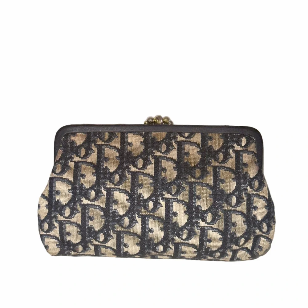 Vintage Dior Navy Trotter Kisslock Wallet Pouch